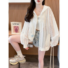 批发ENJOG 欧若风镂空连帽针织外套女2026春夏新款设计感<b class='q'>宽松</b>防晒罩衫