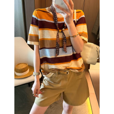 批发配丝巾条纹冰丝<b class='q'>针织衫</b>女欧洲站2026夏季新款欧货女装<b class='q'>薄款</b>娃娃衫潮