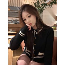 批发欧洲站26早秋新款法式经典撞色<b class='q'>桑蚕丝</b>羊毛小香风针织外套