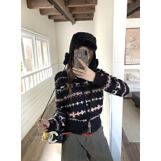 批发实拍实价   费尔岛撞色软糯<b class='q'>短款</b><b class='q'>针织</b>衫长袖<b class='q'>开衫</b>毛衣外套