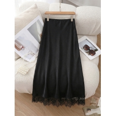 批发大码女装2026夏季新款韩系温柔高级感不规则蕾丝边拼接半身裙女