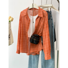 批发大码女装2026夏季新款港风复古休闲格子防晒衬衫