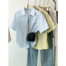 批发大码女装2026夏季新款盐系短袖宽松设计感小众法式复古小马衬衣