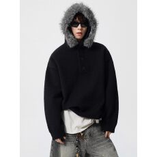 官图可拆卸毛领毛衣男秋冬高级感cleanfit复古针织衫外套