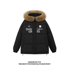 爆款！重磅420克美式大毛领连帽门禁棉服2025冬季新款面包服