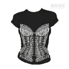 批发纯棉修身BAIGE <b class='q'>街头</b>风INS风短袖耐磨修身型T恤短袖上衣