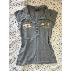 批发210克40支精棉1*1】美式翻领复古古着纽扣印花短袖T恤女夏季上衣