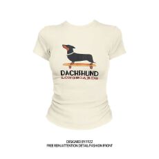 批发40支+92%棉+8%氨纶】圆领短袖印花<b class='q'>T</b><b class='q'>恤</b>女修身夏季新款甜辣<b class='q'>紧身</b>显瘦