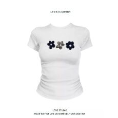 批发1*1纯棉 常规款】正肩常规<b class='q'>短袖</b> 高弹力新款夏季修身显瘦洋气上衣