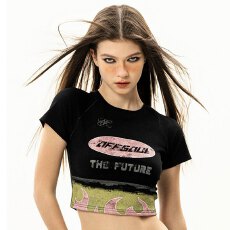 批发爆款 夏季纯欲风辣妹短款纯棉<b class='q'>短袖</b><b class='q'>t</b><b class='q'>恤</b>女修身显瘦百搭设计感上衣女