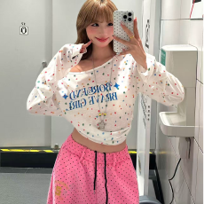 美式 波点 原版广州天丝螺纹面料 防晒