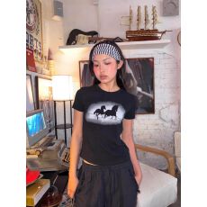 批发原版做法纯棉220克40支食毛+手感有弹力印花修身收腰短袖<b class='q'>t</b><b class='q'>恤</b>女