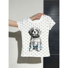 批发原版做法纯棉220克40支奥代尔食毛+手感修身收腰波点印花T恤<b class='q'>女</b>