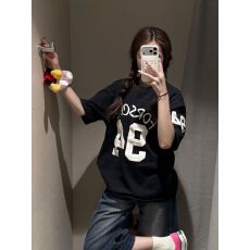 批发已出货#原版拉浆立体印花+刺绣 19支220克纯棉索罗娜领口 短袖T恤