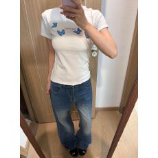 40支230克95%棉+5%氨纶后包领高弹修身常规正肩t恤女