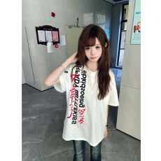 230克纯棉 精梳紧密+防伪扣夏季新款印花宽松短袖T恤女