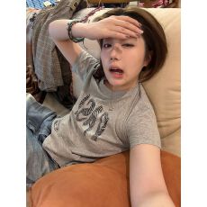 原版做法纯棉220克40支奥代尔食毛+手感圆领正肩短袖T恤女