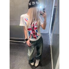批发源头直播质量【230克1*1螺纹 92%棉8%氨纶 短袖正肩T恤】<b class='q'>欧美</b>旗帜