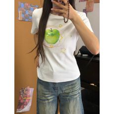 原版做法纯棉220克40支食毛+手感有弹力印花修身收腰短袖t恤女