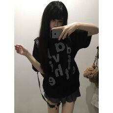 批发直播品质【220克纯棉 精梳紧密】夏季新款印花宽松<b class='q'>短袖</b><b class='q'>T</b><b class='q'>恤</b>女