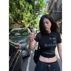 原版做法纯棉220克40支食毛+手感有弹力印花修身收腰短袖t恤女