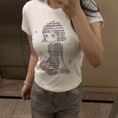 批发源头直播质量40支220克92%棉+8%氨纶后包领 弹力修身】卡通<b class='q'>女</b>孩