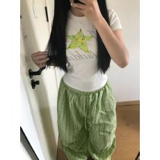高质量纯棉220克40支爽滑食毛92棉 8氨纶修身收腰拉领短袖T恤女