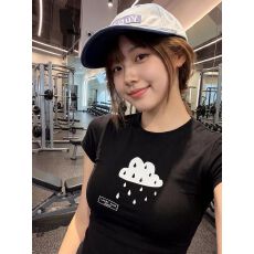 批发原版做法纯棉220克40支食毛+手感有弹力<b class='q'>印花</b>修身收腰短袖t恤女