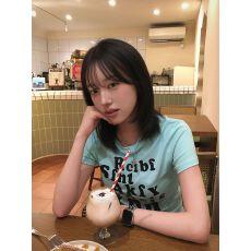 批发原版做法纯棉220克40支食毛+手感有弹力<b class='q'>印花</b>修身收腰短袖t恤女