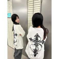 批发袖子有螺纹长袖<b class='q'>T</b><b class='q'>恤</b>【21支<b class='q'>纯棉</b>220克棉后包领】新款圆领印花上衣