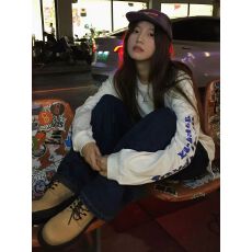 批发袖子螺纹长袖<b class='q'>T</b><b class='q'>恤</b>【21支<b class='q'>纯棉</b>220克棉后包领】新款圆领印花上衣