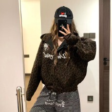 # 薄款/加绒 后包条 原版刺绣纯棉华棉复合卫衣女