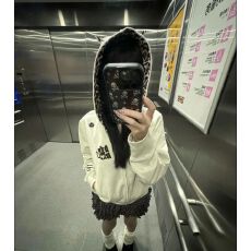 批发华棉面料美式复古小恶魔豹纹<b class='q'>连帽卫衣</b>外套女秋宽松上衣开衫