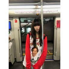 批发【直播质量 21支230克精梳紧密100棉 插肩袖拉条后包领】<b class='q'>欧美</b>人像
