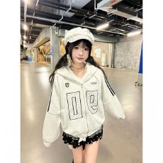批发# 薄款/加绒【纯棉华棉原版工艺】连帽卫衣拉链外套<b class='q'>女</b>学生