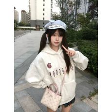 批发【纯棉华棉复合银狐绒】美式<b class='q'>复古</b>印花宽松双帽卫衣男女秋冬外套