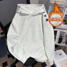 批发实拍<b class='q'>卫衣</b><b class='q'>男</b>女装加绒情侣潮牌设计感秋冬新款刺绣宽松保暖上衣