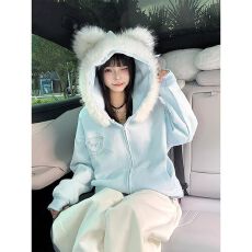 批发# 加绒 毛领可拆卸 原布内抽【纯棉华棉复合】<b class='q'>卫衣</b><b class='q'>女</b>