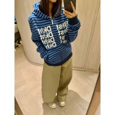 批发美式艺复古轻亚Y2K条纹字母短款正肩宽松连帽卫衣拉链<b class='q'>开衫</b>外套女