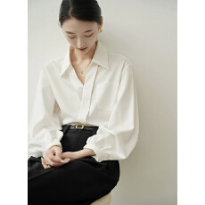 批发早秋长袖升级款 法式V领设计感轻奢抗皱竹纤维<b class='q'>衬衫</b>