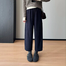 批发花纱柏林裤！冬季保暖加厚磨毛松紧高腰山本羊毛毛呢马丘裤