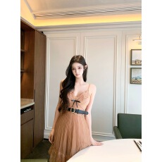 批发Hotdog 热狗很辣 【晚冬凯瑟琳】两色蝴蝶结蕾丝<b class='q'>网纱</b>连衣裙+腰带