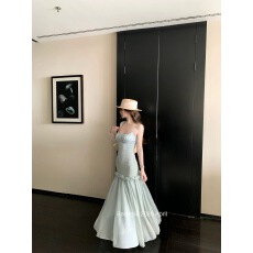 批发板栗可可Bankelili'偏爱曲线'si服定制打揽收腰吊带<b class='q'>连衣裙</b>女春夏