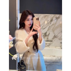 批发JustQin 9/25新品 气质收腰显瘦翻领长款毛呢大衣女秋