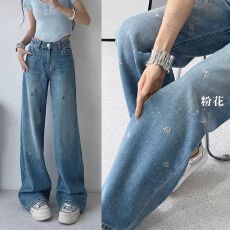 批发<b class='q'>欧洲站</b>2026年春季新款欧货时尚重工刺绣百搭高腰显瘦直筒<b class='q'>牛仔裤</b>