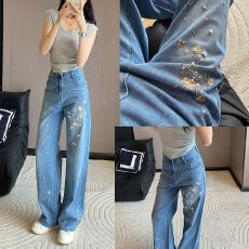 批发美式复古<b class='q'>钉珠</b>烫钻阔腿<b class='q'>牛仔裤</b>女2025年秋季新款宽松显瘦直筒拖地裤