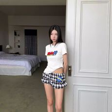 批发【有内里】超火减龄低腰格纹短<b class='q'>裤</b>女夏修身<b class='q'>显瘦</b>休闲花苞堆堆<b class='q'>裤</b>