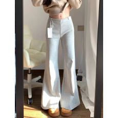 批发灰色低腰微喇运动<b class='q'>裤</b>女春秋季休闲垂感小个子宽松<b class='q'>显瘦</b>阔腿喇叭<b class='q'>裤</b>子