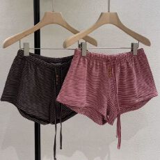 批发韩国东大门2026夏季新款抽绳松紧腰<b class='q'>百搭</b>条纹休闲短裤女显瘦<b class='q'>运动</b>裤