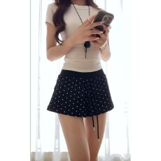 批发黑色波点短裤女夏季2026新款外穿高腰宽松显瘦a字小个子三分<b class='q'>热裤</b>